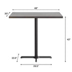 Table de bar brun foncé/naturel avec plateau et pied en X noir, 4 places