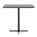 Table de bar brun foncé/naturel avec plateau et pied en X noir, 4 places