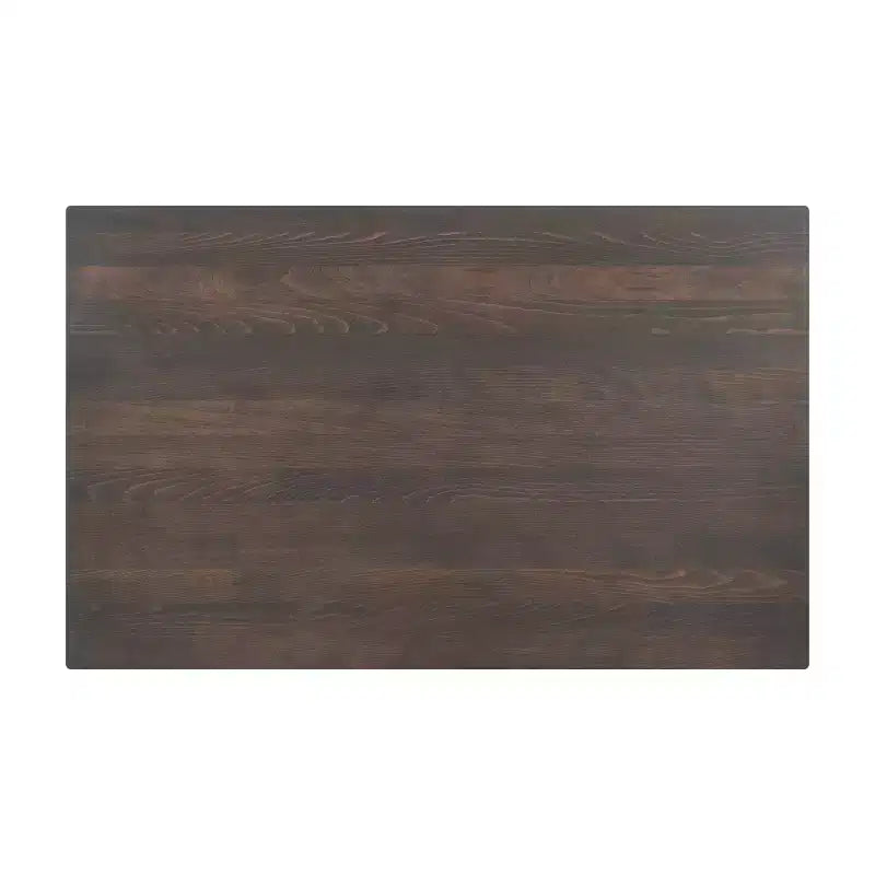 Table de bar brun foncé/naturel avec plateau et pied en X noir, 4 places