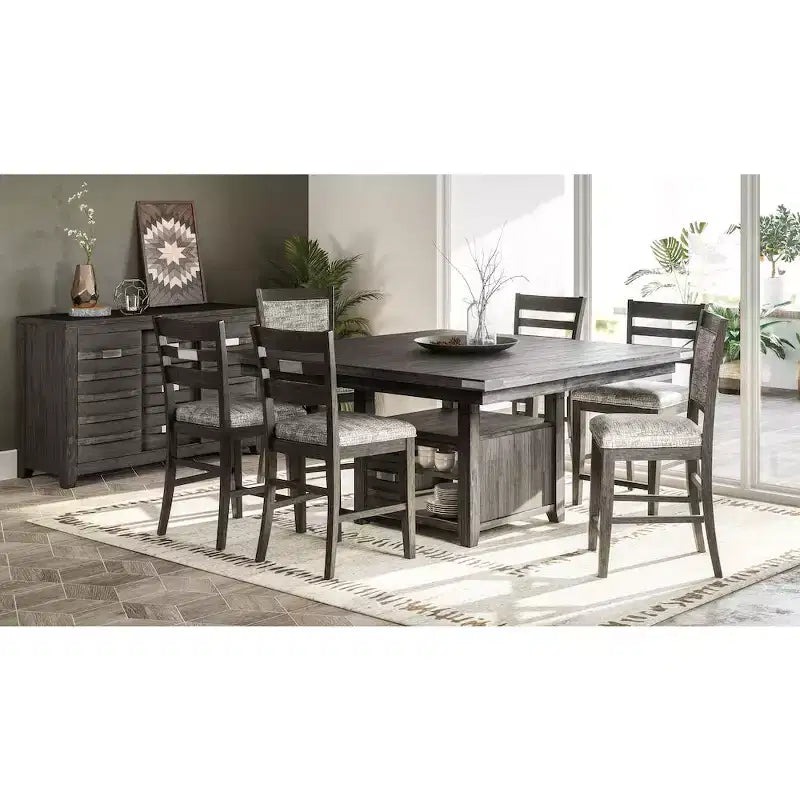 Tabouret de comptoir rembourré anthracite / gris, sans accoudoirs, dossier mi-hauteur, 1 place