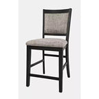 Tabouret de comptoir rembourré anthracite / gris, sans accoudoirs, dossier mi-hauteur, 1 place
