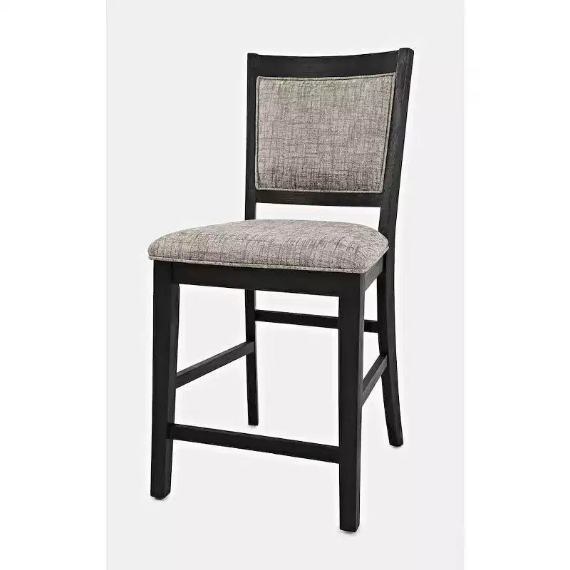 Tabouret de comptoir rembourré anthracite / gris, sans accoudoirs, dossier mi-hauteur, 1 place