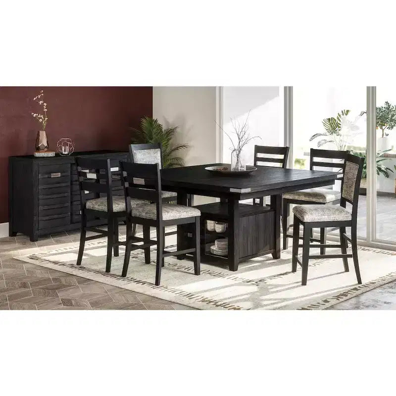 Tabouret de comptoir rembourré anthracite / gris, sans accoudoirs, dossier mi-hauteur, 1 place