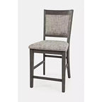 Tabouret de comptoir rembourré anthracite / gris, sans accoudoirs, dossier mi-hauteur, 1 place