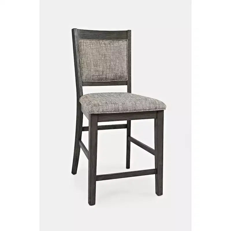 Tabouret de comptoir rembourré anthracite / gris, sans accoudoirs, dossier mi-hauteur, 1 place