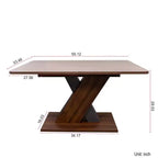 Table à manger rectangulaire extensible en noyer brun, piètement en X, 6 places