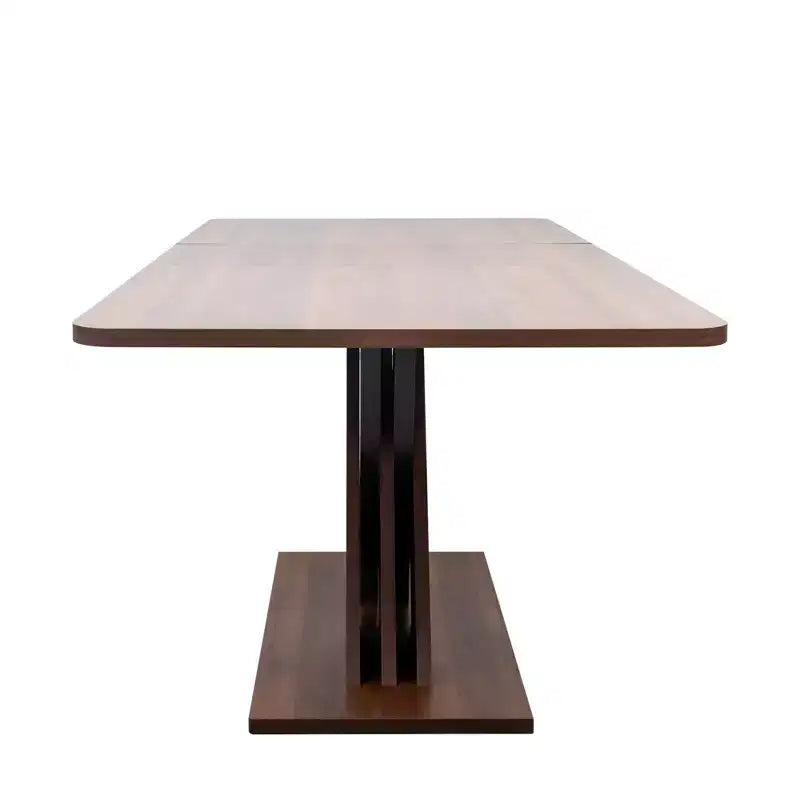 Table à manger rectangulaire extensible en noyer brun, piètement en X, 6 places