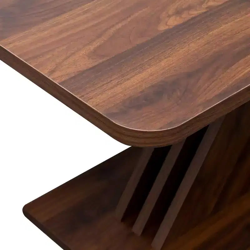 Table à manger rectangulaire extensible en noyer brun, piètement en X, 6 places