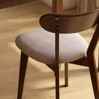 Chaise de salle à manger sans accoudoirs Noyer Naturel, Assise Rembourrée, Piètement en Bois Massif, 1 Place