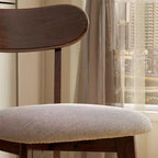 Chaise de salle à manger sans accoudoirs Noyer Naturel, Assise Rembourrée, Piètement en Bois Massif, 1 Place