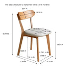 Chaise de salle à manger sans accoudoirs Noyer Naturel, Assise Rembourrée, Piètement en Bois Massif, 1 Place