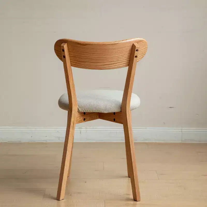 Chaise de salle à manger sans accoudoirs Noyer Naturel, Assise Rembourrée, Piètement en Bois Massif, 1 Place