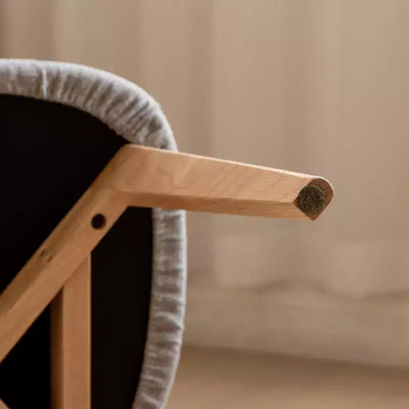 Chaise de salle à manger sans accoudoirs Noyer Naturel, Assise Rembourrée, Piètement en Bois Massif, 1 Place