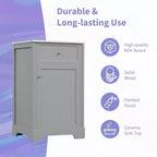 Meuble-lavabo de salle de bain 20 po avec évier, noir/gris, porte à fermeture douce, évier simple, autoportant