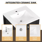 Meuble-lavabo de salle de bain 20 po avec évier, noir/gris, porte à fermeture douce, évier simple, autoportant