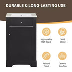 Meuble-lavabo de salle de bain 20 po avec évier, noir/gris, porte à fermeture douce, évier simple, autoportant