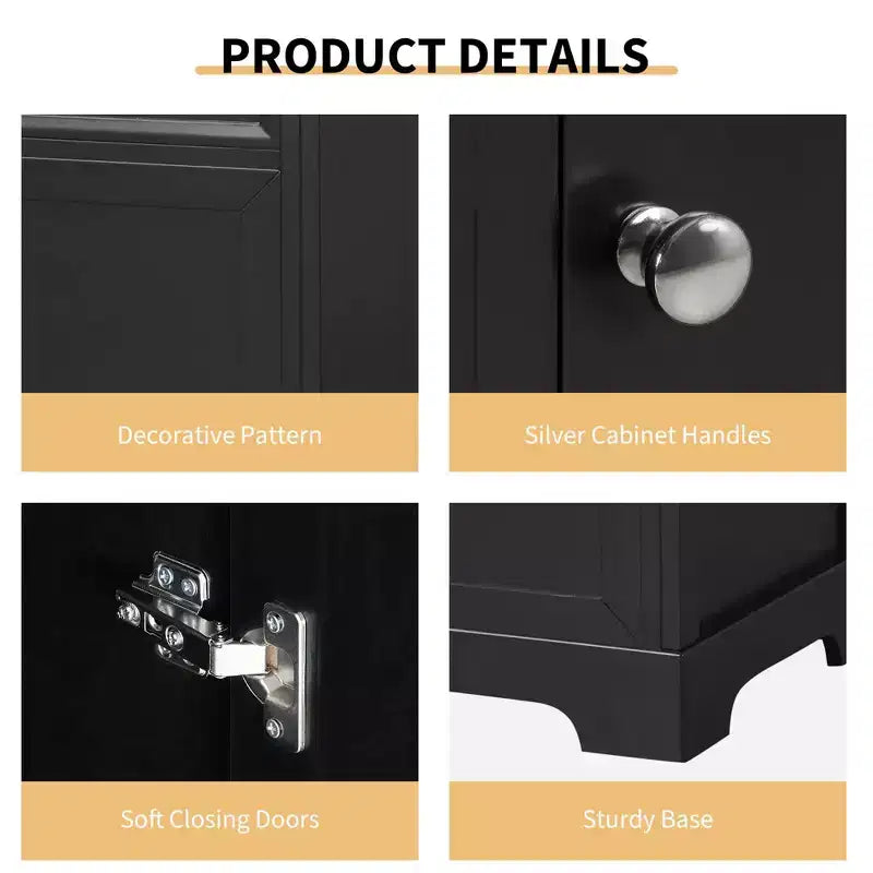 Meuble-lavabo de salle de bain 20 po avec évier, noir/gris, porte à fermeture douce, évier simple, autoportant