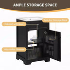 Meuble-lavabo de salle de bain 20 po avec évier, noir/gris, porte à fermeture douce, évier simple, autoportant