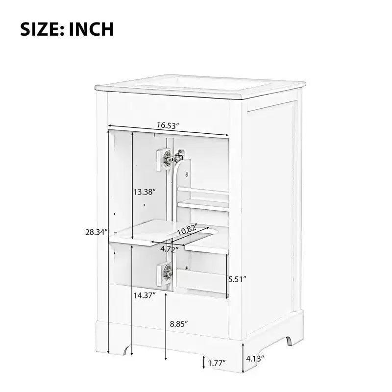 Meuble-lavabo de salle de bain 20 po avec évier, noir/gris, porte à fermeture douce, évier simple, autoportant