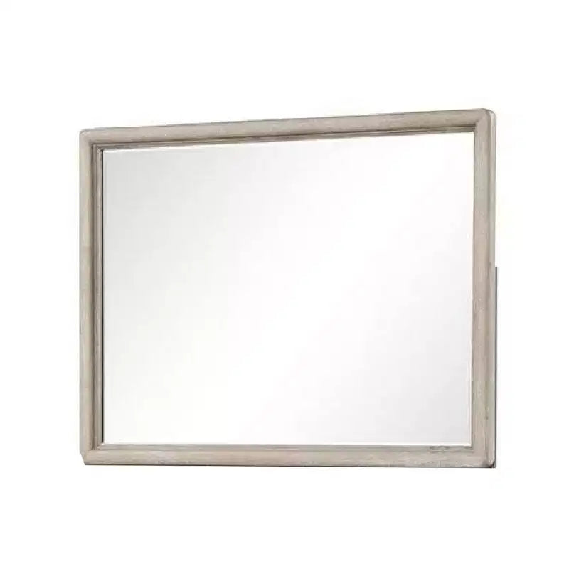 Miroir mural marron chêne, verre biseauté, rectangulaire, 1 personne, 34"H x 45"L