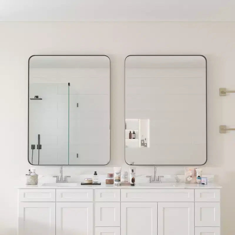 Miroir de salle de bain mural rectangulaire argenté, utilisateur unique