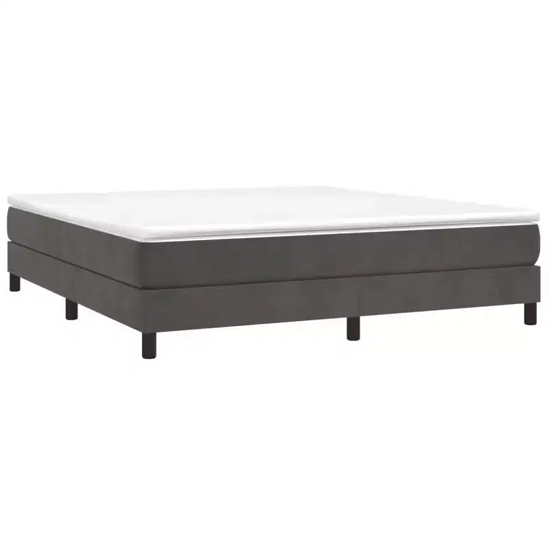 Cadre de lit king size en velours gris foncé – Plateforme, 2 personnes