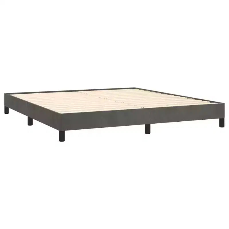 Cadre de lit king size en velours gris foncé – Plateforme, 2 personnes
