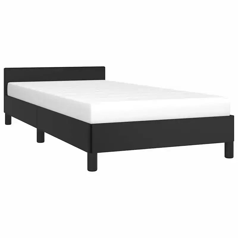Cadre de lit plateforme en similicuir noir, Lit simple, 1 personne