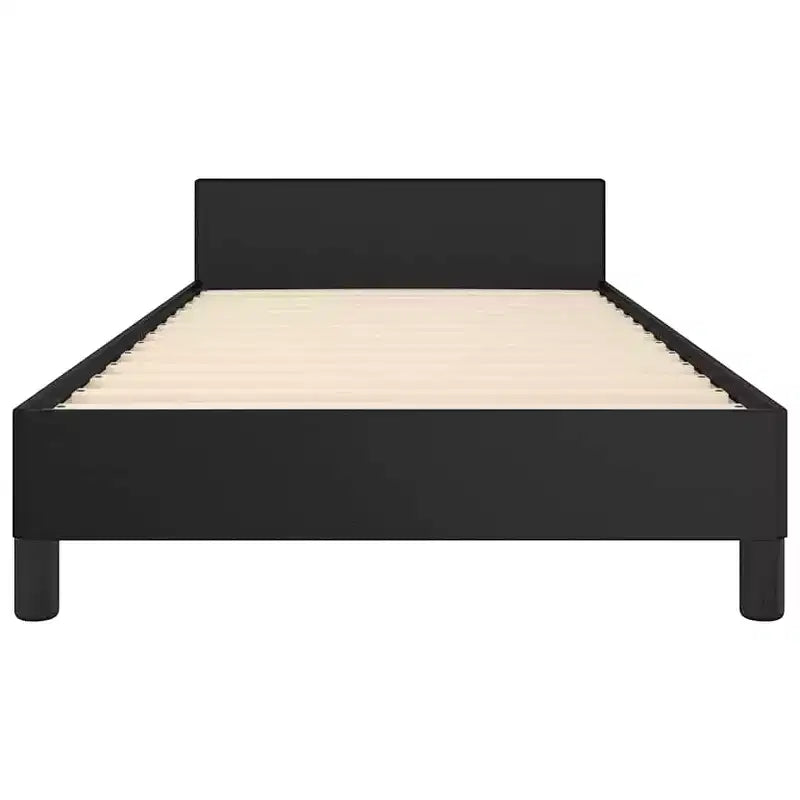 Cadre de lit plateforme en similicuir noir, Lit simple, 1 personne