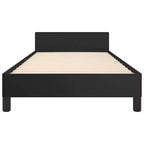 Cadre de lit plateforme en similicuir noir, Lit simple, 1 personne