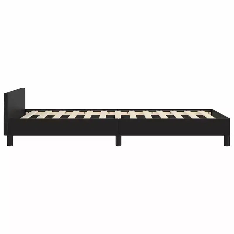 Cadre de lit plateforme en similicuir noir, Lit simple, 1 personne
