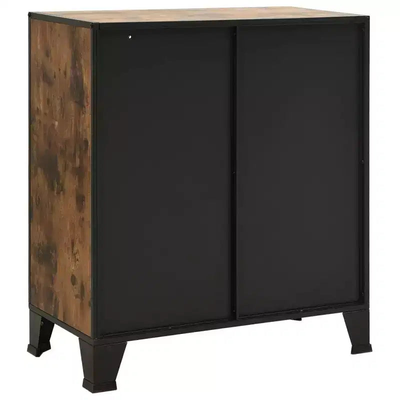 Armoire de rangement industrielle grise/marron rustique avec portes en maille – Lot de 1 ou 2