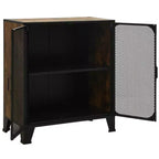 Armoire de rangement industrielle grise/marron rustique avec portes en maille – Lot de 1 ou 2