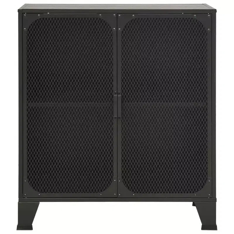 Armoire de rangement industrielle grise/marron rustique avec portes en maille – Lot de 1 ou 2