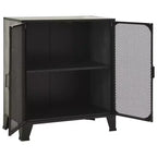 Armoire de rangement industrielle grise/marron rustique avec portes en maille – Lot de 1 ou 2