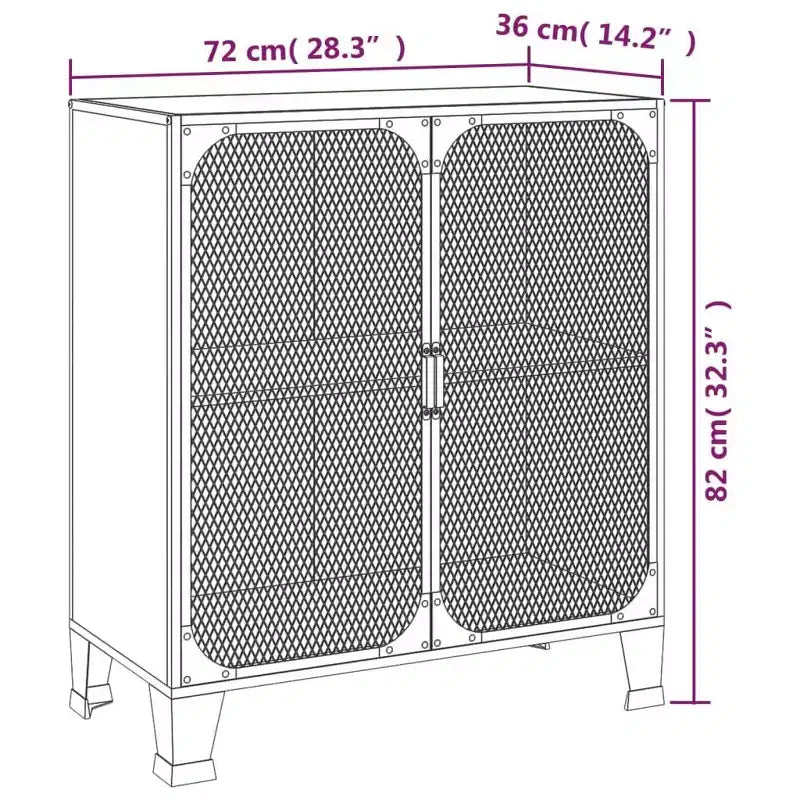 Armoire de rangement industrielle grise/marron rustique avec portes en maille – Lot de 1 ou 2
