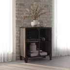 Armoire de rangement industrielle grise/marron rustique avec portes en maille – Lot de 1 ou 2