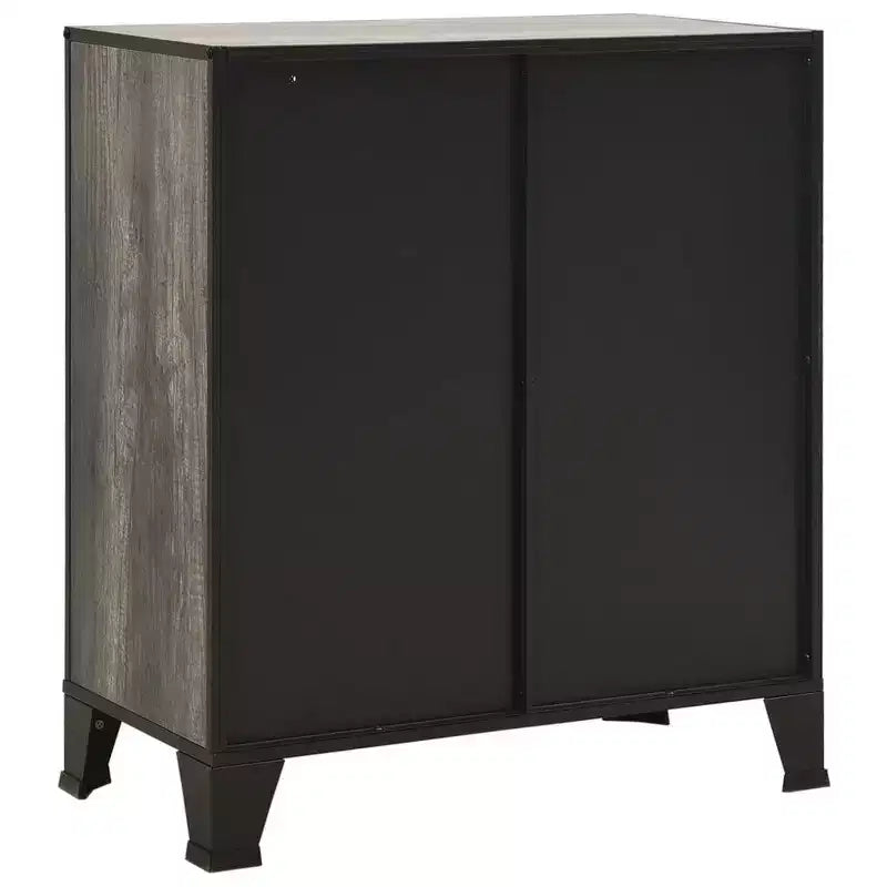 Armoire de rangement industrielle grise/marron rustique avec portes en maille – Lot de 1 ou 2