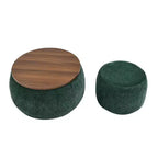 Pouff de rangement rond, repose-pieds et table d'appoint 2-en-1, marron / bleu foncé / jaune foncé / vert / gris clair, individuel