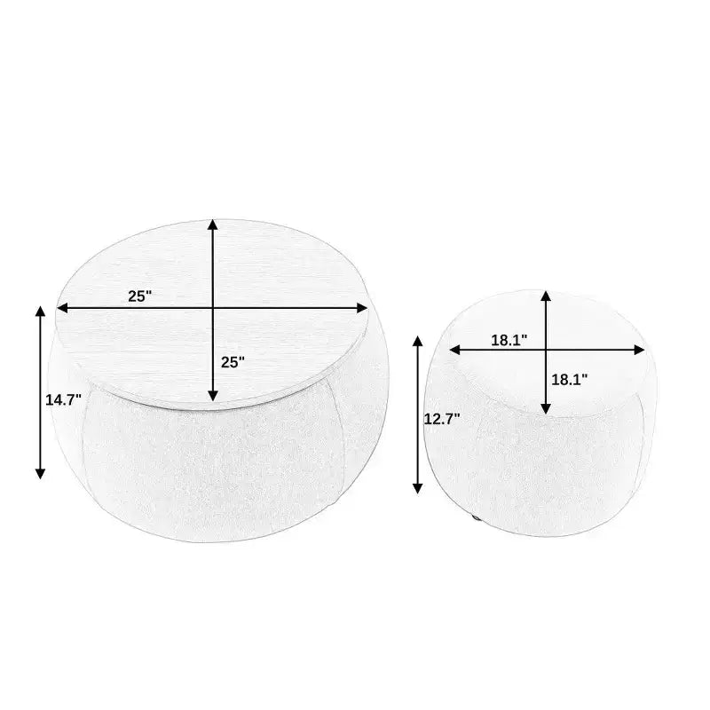 Pouff de rangement rond, repose-pieds et table d'appoint 2-en-1, marron / bleu foncé / jaune foncé / vert / gris clair, individuel