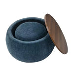 Pouff de rangement rond, repose-pieds et table d'appoint 2-en-1, marron / bleu foncé / jaune foncé / vert / gris clair, individuel