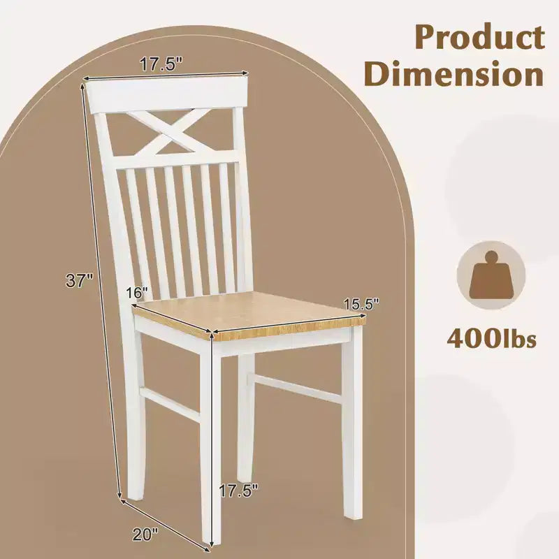 Chaises de salle à manger sans accoudoirs en bois naturel, dossier haut, lot de 2