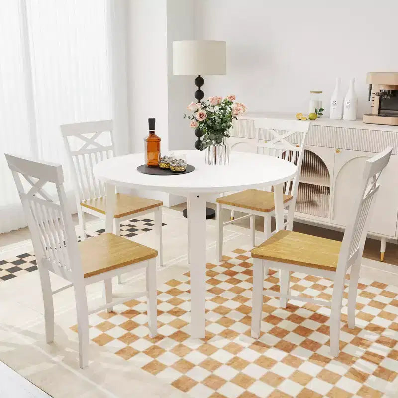 Chaises de salle à manger sans accoudoirs en bois naturel, dossier haut, lot de 2