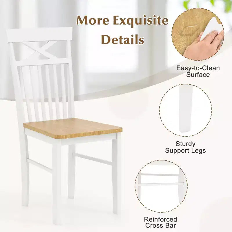 Chaises de salle à manger sans accoudoirs en bois naturel, dossier haut, lot de 2