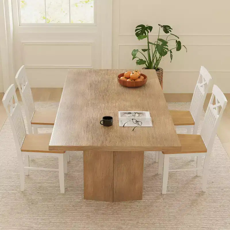 Chaises de salle à manger sans accoudoirs en bois naturel, dossier haut, lot de 2