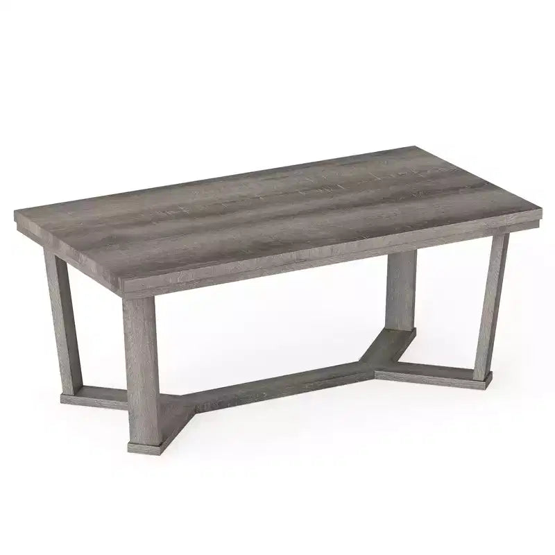 Table basse rectangulaire grise avec piètement croisé à 4 pieds, 1 à 4 places