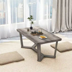 Table basse rectangulaire grise avec piètement croisé à 4 pieds, 1 à 4 places
