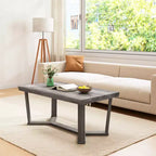 Table basse rectangulaire grise avec piètement croisé à 4 pieds, 1 à 4 places