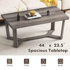 Table basse rectangulaire grise avec piètement croisé à 4 pieds, 1 à 4 places