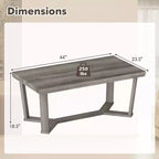 Table basse rectangulaire grise avec piètement croisé à 4 pieds, 1 à 4 places